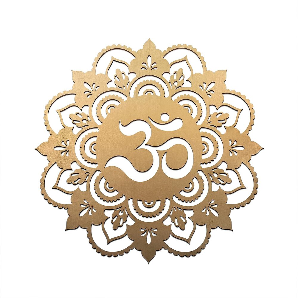 1992 Fourth Level MFG 12" Sacred Om Gold Sacred Geometry Wood Wall Art